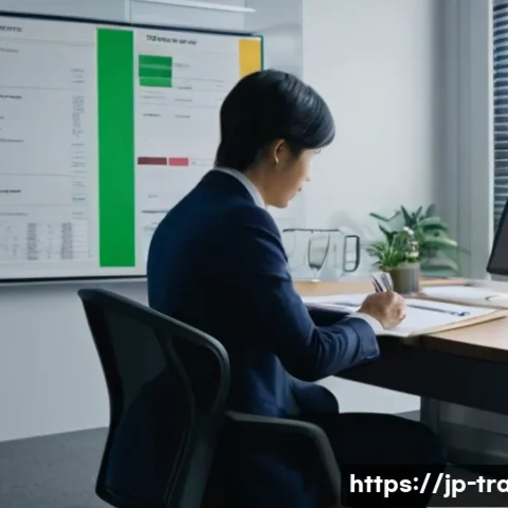 무역실무 관련 동영상 추천 - **Prompt:** A modern, brightly lit office interior. A female trade expert in her late 30s to early 4...