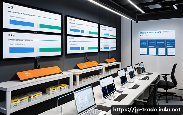 무역 실무를 위한 ERP 시스템 - A modern Japanese office environment showcasing a diverse team of professionals collaborating around...