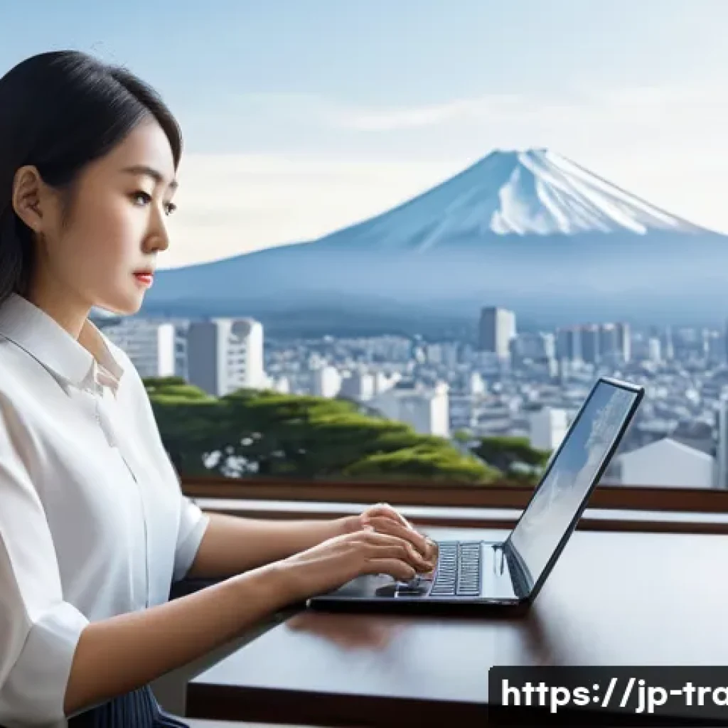 무역 클레임 대응 방법 - A modern Japanese office scene focused on international business communication: a young professional...