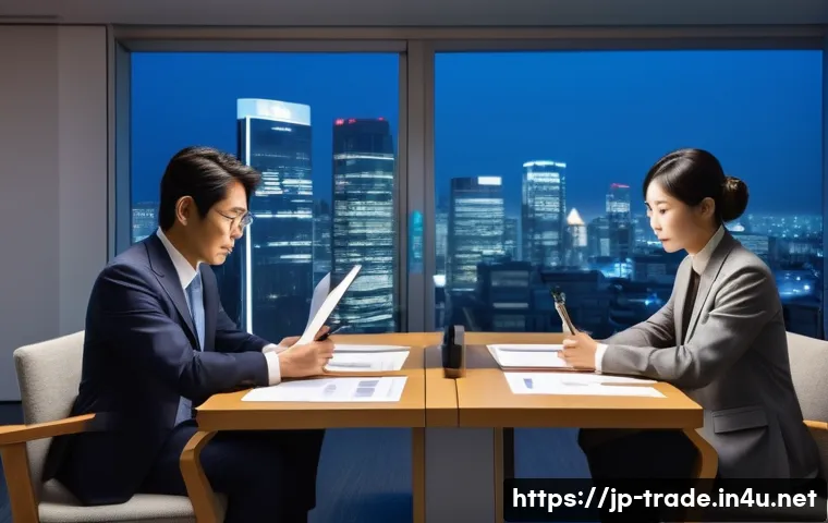 국제 무역 프로세스 이해 - A detailed business meeting scene between Japanese and Western professionals negotiating an internat...
