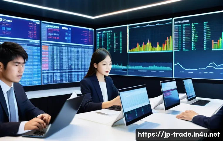 무역 전문가의 업무 루틴 - A modern Japanese office scene in the early morning, showing a diverse team of young professionals a...