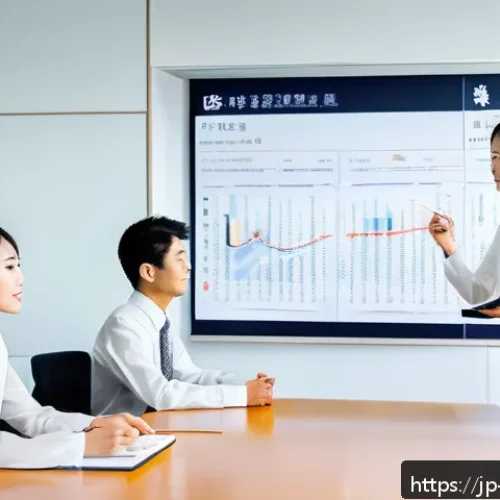 무역 자격증 후 실무 적용법 - A modern Japanese office scene depicting a diverse group of professionals engaged in precise communi...